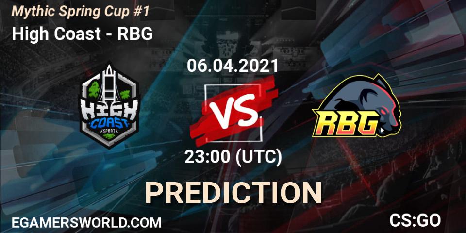 Pronósticos High Coast - RBG. 06.04.2021 at 23:00. Mythic Spring Cup #1 - Counter-Strike (CS2)