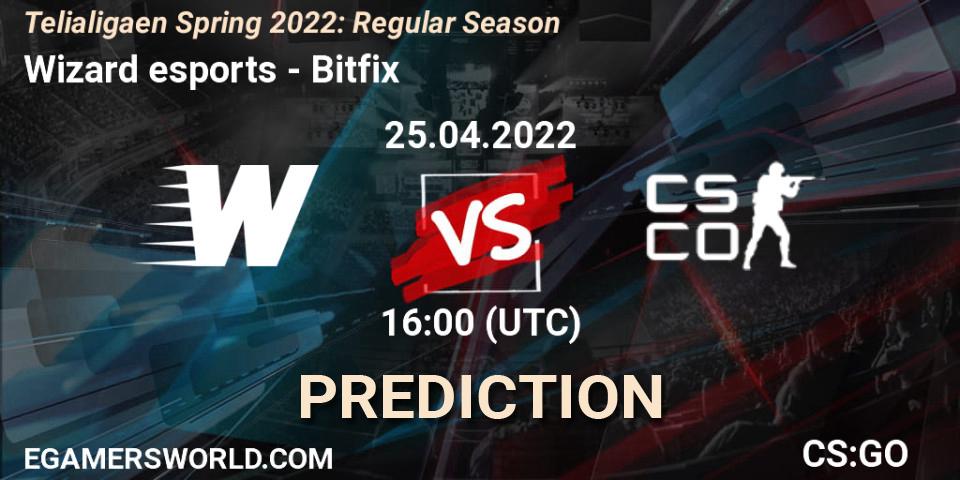 Pronósticos Wizard esports - Bitfix. 25.04.2022 at 16:00. Telialigaen Spring 2022: Regular Season - Counter-Strike (CS2)