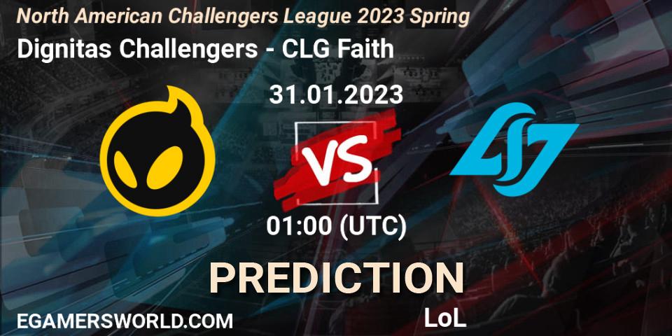 Pronósticos Dignitas Challengers - CLG Faith. 31.01.23. NACL 2023 Spring - Group Stage - LoL