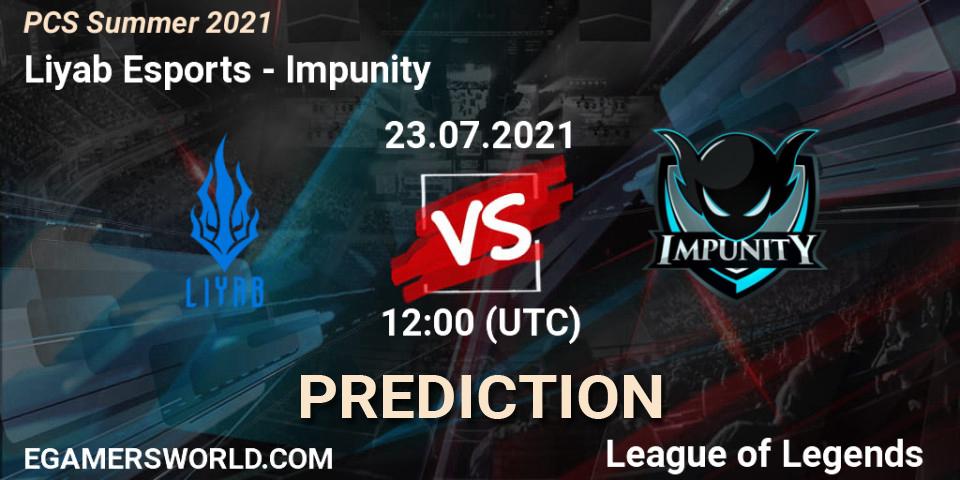 Pronósticos Liyab Esports - Impunity. 23.07.2021 at 12:30. PCS Summer 2021 - LoL