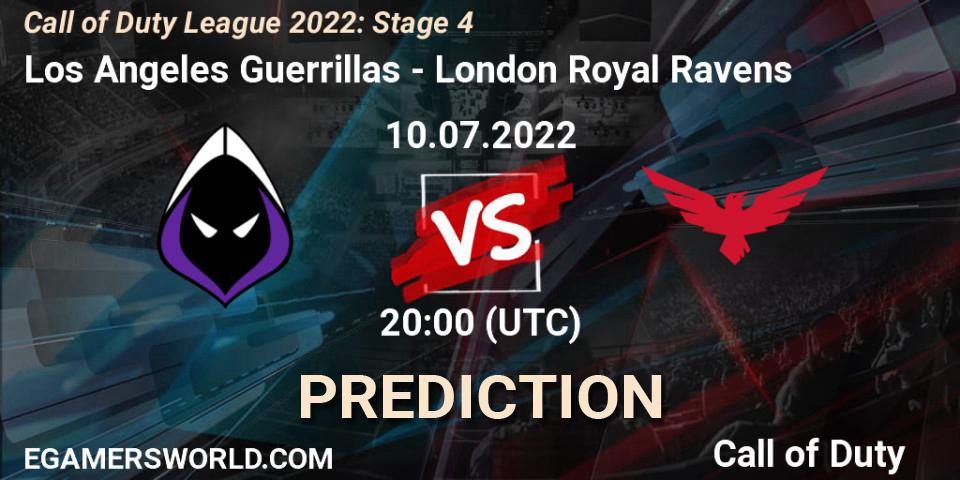 Pronósticos Los Angeles Guerrillas - London Royal Ravens. 10.07.2022 at 20:00. Call of Duty League 2022: Stage 4 - Call of Duty