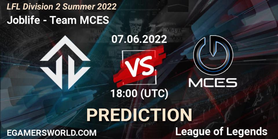 Pronósticos Joblife - Team MCES. 07.06.2022 at 16:00. LFL Division 2 Summer 2022 - LoL