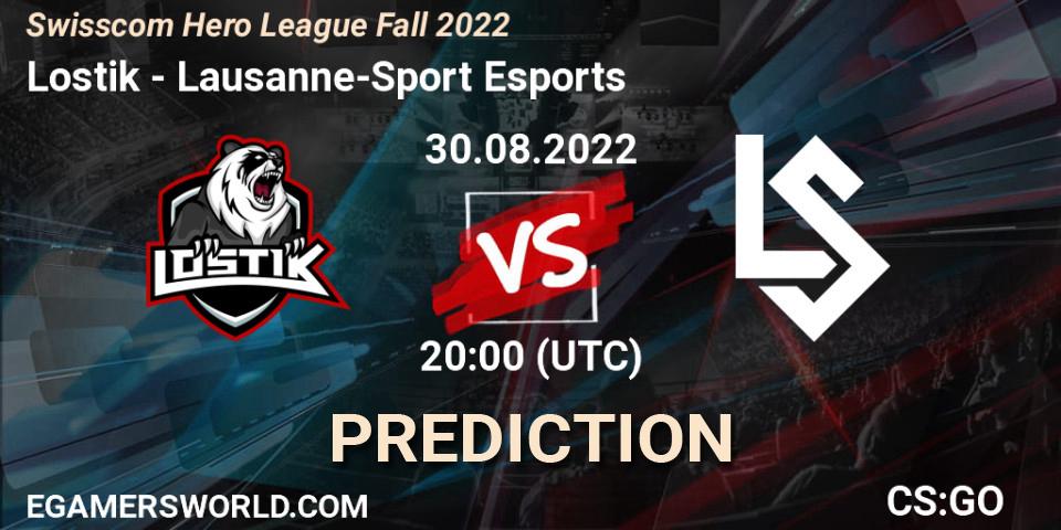 Pronósticos Lostik - Lausanne-Sport Esports. 30.08.2022 at 20:00. Swisscom Hero League Fall 2022 - Counter-Strike (CS2)