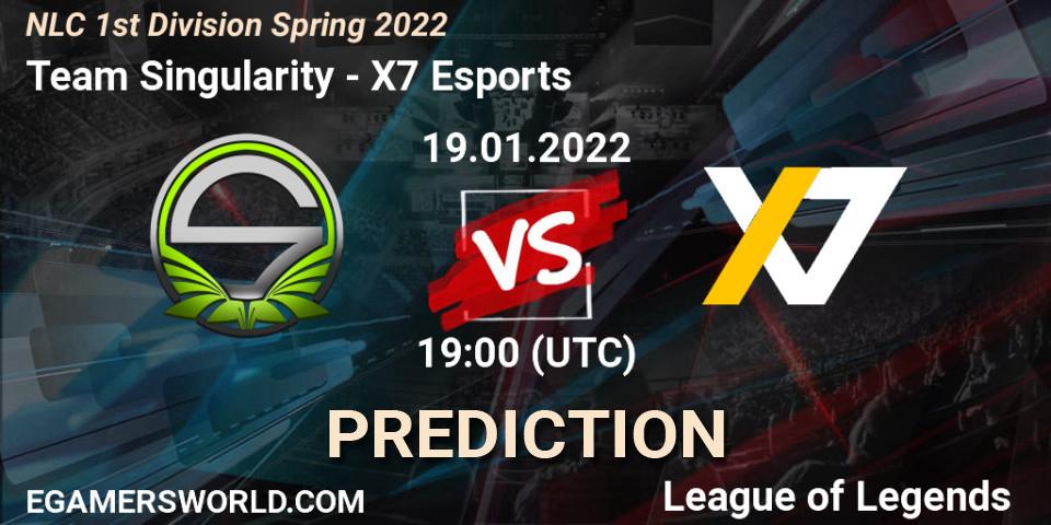 Pronósticos Team Singularity - X7 Esports. 19.01.2022 at 19:00. NLC 1st Division Spring 2022 - LoL