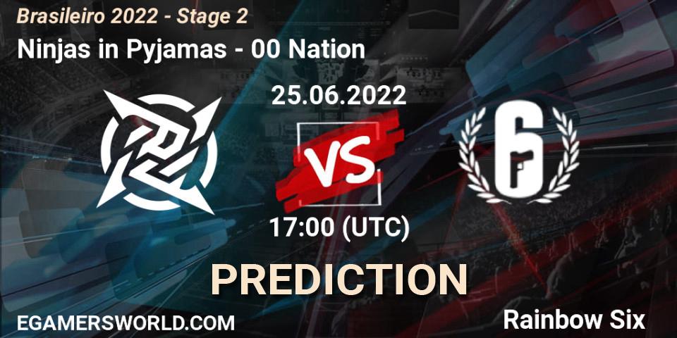 Pronósticos Ninjas in Pyjamas - 00 Nation. 25.06.2022 at 17:00. Brasileirão 2022 - Stage 2 - Rainbow Six