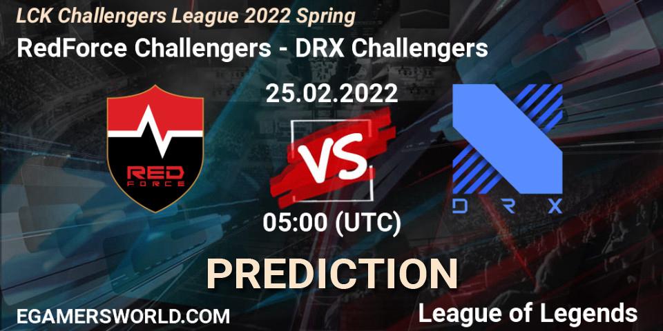 Pronósticos RedForce Challengers - DRX Challengers. 25.02.2022 at 05:00. LCK Challengers League 2022 Spring - LoL