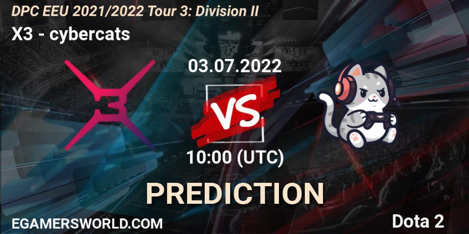 Pronósticos X3 - cybercats. 03.07.2022 at 10:00. DPC EEU 2021/2022 Tour 3: Division II - Dota 2
