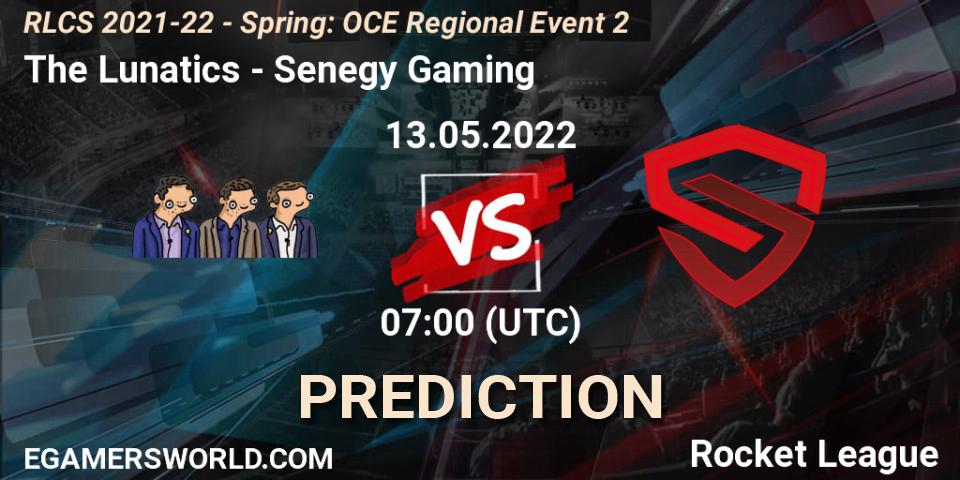 Pronósticos The Lunatics - Senegy Gaming. 13.05.2022 at 07:00. RLCS 2021-22 - Spring: OCE Regional Event 2 - Rocket League