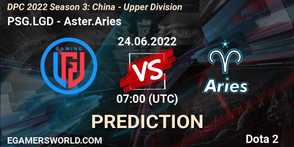 Pronósticos PSG.LGD - Aster.Aries. 24.06.2022 at 08:00. DPC 2021/2022 China Tour 3: Division I - Dota 2
