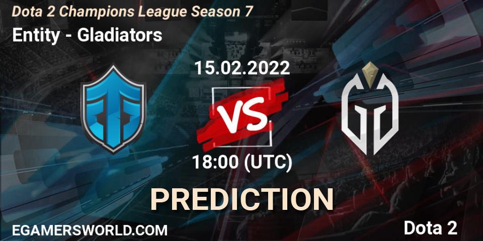 Pronósticos Entity - Gladiators. 15.02.2022 at 18:00. Dota 2 Champions League 2022 Season 7 - Dota 2