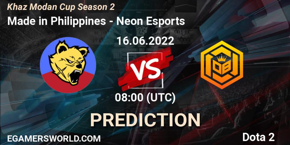 Pronósticos Made in Philippines - Neon Esports. 23.06.2022 at 10:01. Khaz Modan Cup Season 2 - Dota 2