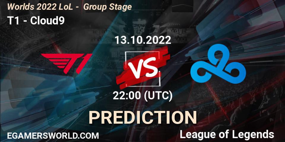 Pronósticos T1 - Cloud9. 13.10.2022 at 23:00. Worlds 2022 LoL - Group Stage - LoL
