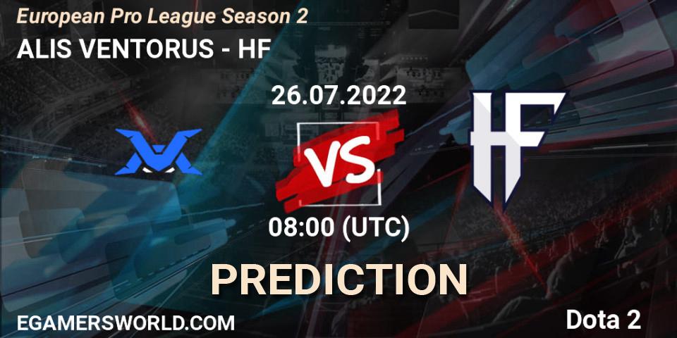 Pronósticos ALIS VENTORUS - HF. 26.07.22. European Pro League Season 2 - Dota 2