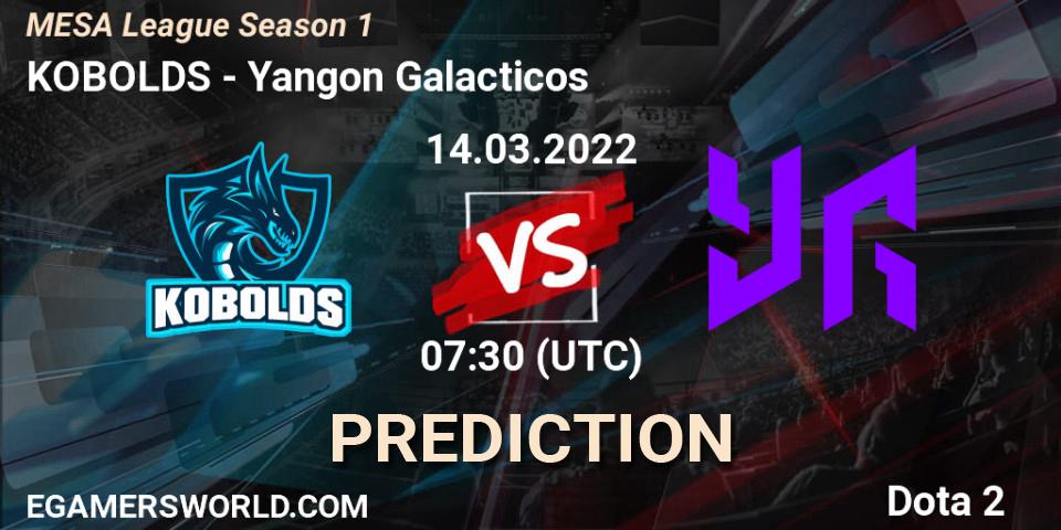 Pronósticos KOBOLDS - Yangon Galacticos. 14.03.2022 at 07:26. MESA League Season 1 - Dota 2