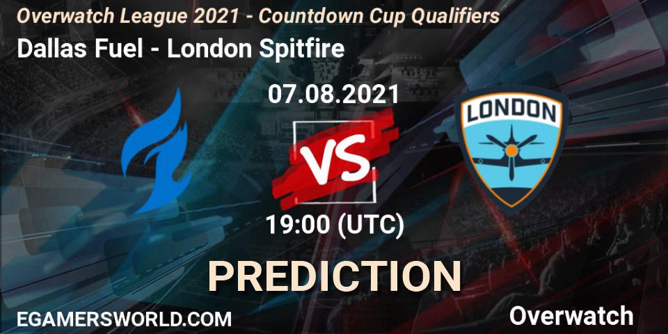 Pronósticos Dallas Fuel - London Spitfire. 07.08.21. Overwatch League 2021 - Countdown Cup Qualifiers - Overwatch