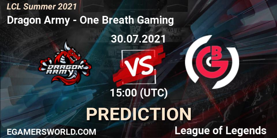 Pronósticos Dragon Army - One Breath Gaming. 30.07.21. LCL Summer 2021 - LoL