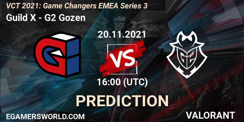 Pronósticos Guild X - G2 Gozen. 20.11.2021 at 16:00. VCT 2021: Game Changers EMEA Series 3 - VALORANT