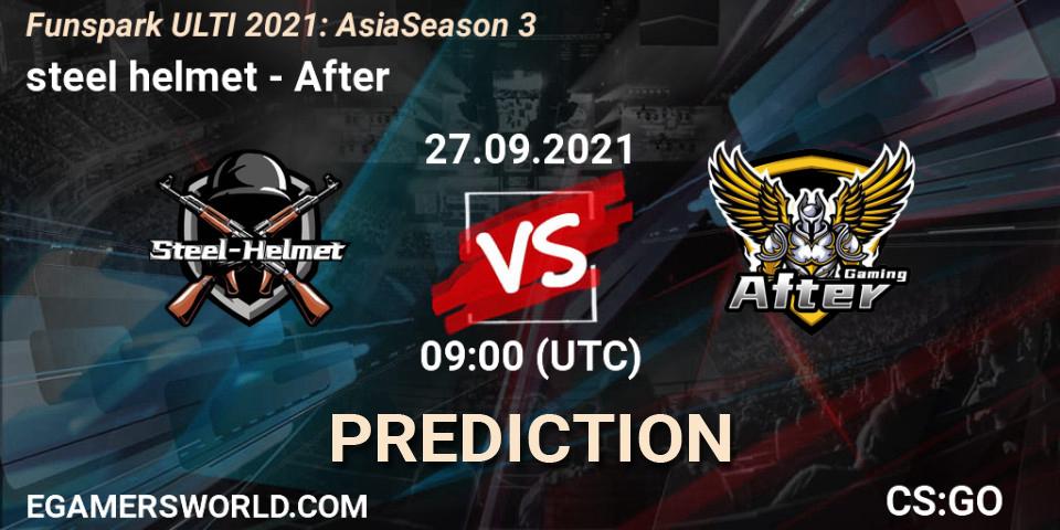 Pronósticos steel helmet - After. 27.09.2021 at 09:00. Funspark ULTI 2021: Asia Season 3 - Counter-Strike (CS2)