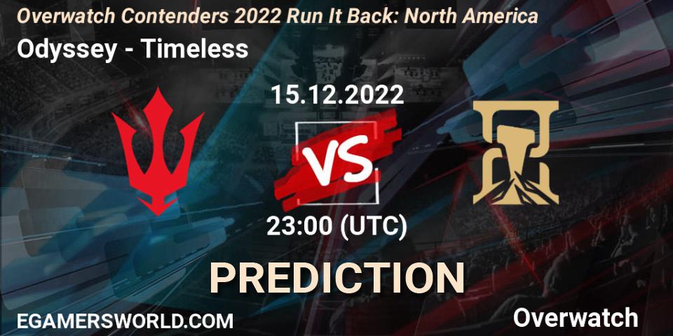Pronósticos Odyssey - Timeless. 15.12.2022 at 23:00. Overwatch Contenders 2022 Run It Back: North America - Overwatch