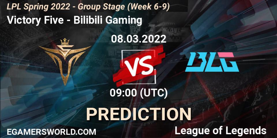 Pronósticos Victory Five - Bilibili Gaming. 08.03.2022 at 11:00. LPL Spring 2022 - Group Stage (Week 6-9) - LoL