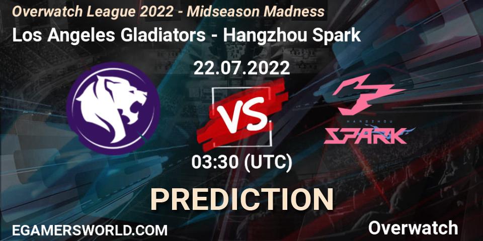 Pronósticos Los Angeles Gladiators - Hangzhou Spark. 22.07.22. Overwatch League 2022 - Midseason Madness - Overwatch
