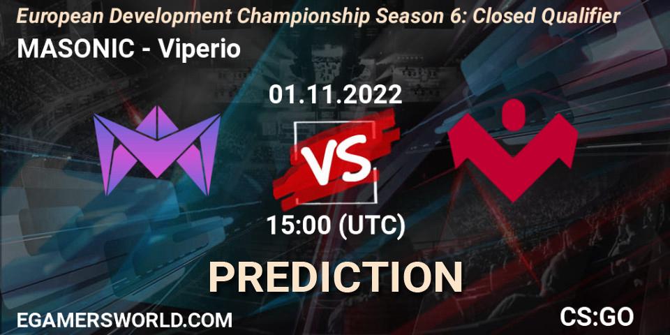 Pronósticos MASONIC - Viperio. 01.11.2022 at 15:00. European Development Championship Season 6: Closed Qualifier - Counter-Strike (CS2)