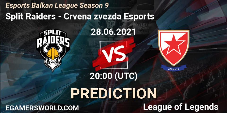 Pronósticos Split Raiders - Crvena zvezda Esports. 28.06.2021 at 20:15. Esports Balkan League Season 9 - LoL