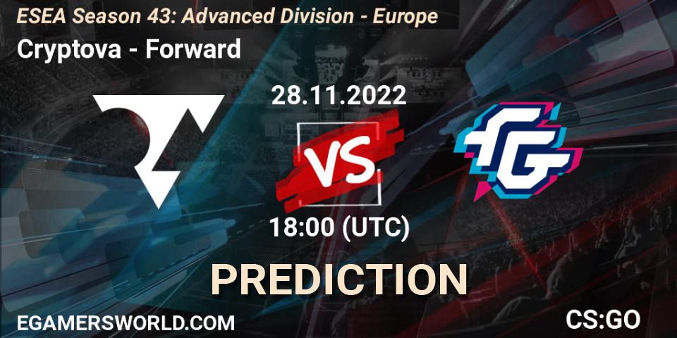 Pronósticos Cryptova - Forward. 28.11.22. ESEA Season 43: Advanced Division - Europe - CS2 (CS:GO)