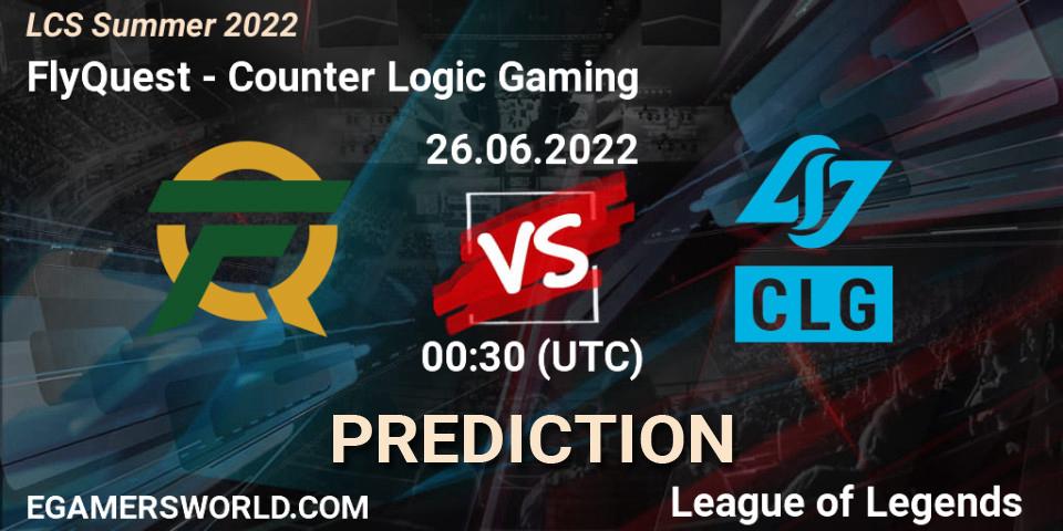 Pronósticos FlyQuest - Counter Logic Gaming. 26.06.2022 at 00:30. LCS Summer 2022 - LoL