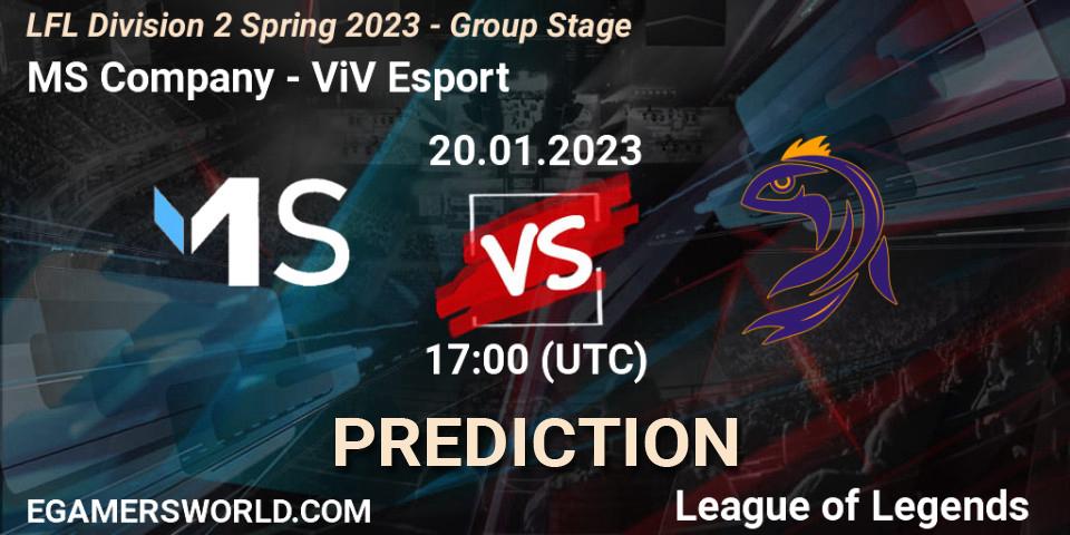 Pronósticos MS Company - ViV Esport. 20.01.2023 at 17:00. LFL Division 2 Spring 2023 - Group Stage - LoL