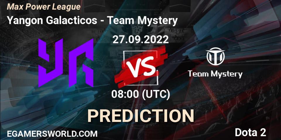 Pronósticos Yangon Galacticos - Team Mystery. 27.09.2022 at 05:19. Max Power League - Dota 2