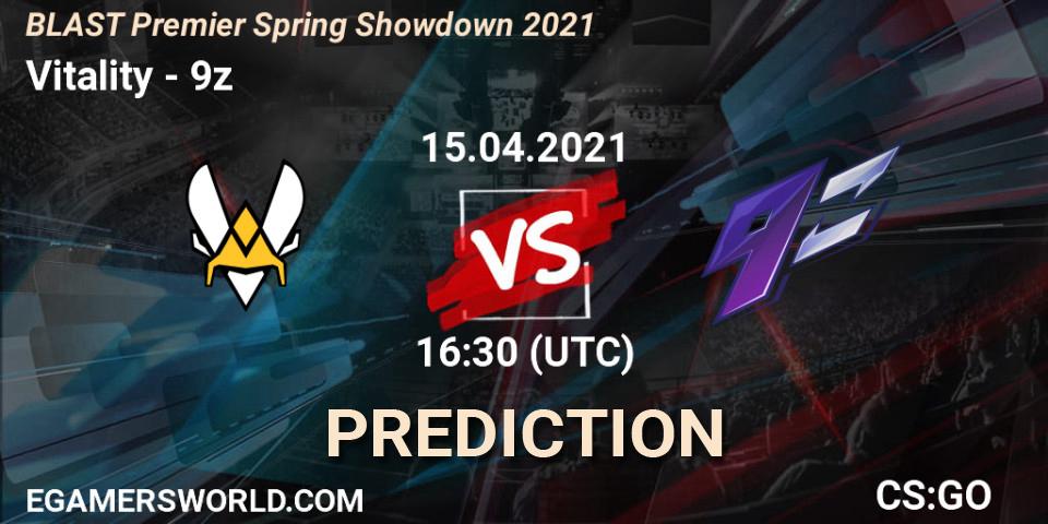Pronósticos Vitality - 9z. 15.04.2021 at 16:05. BLAST Premier Spring Showdown 2021 - Counter-Strike (CS2)