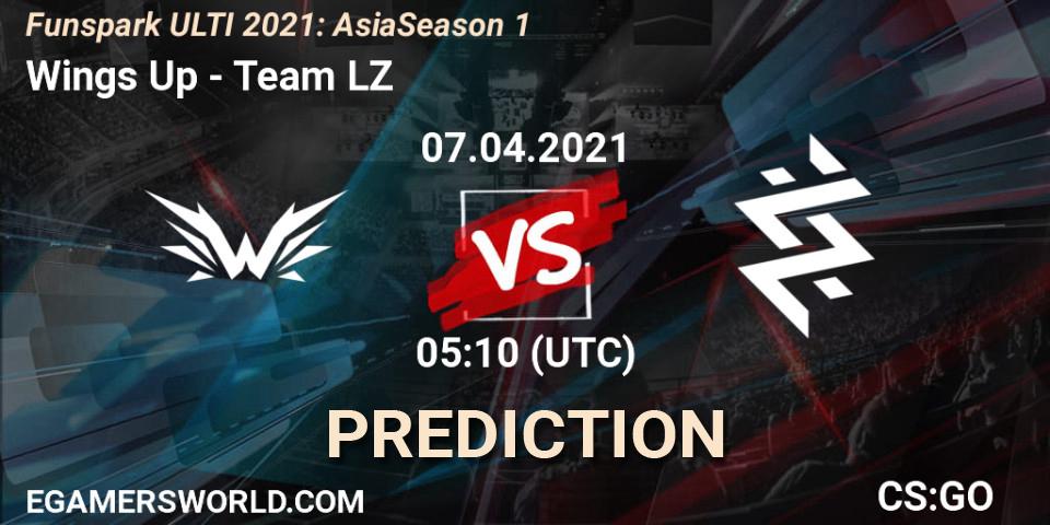 Pronósticos Wings Up - Team LZ. 07.04.2021 at 05:10. Funspark ULTI 2021: Asia Season 1 - Counter-Strike (CS2)