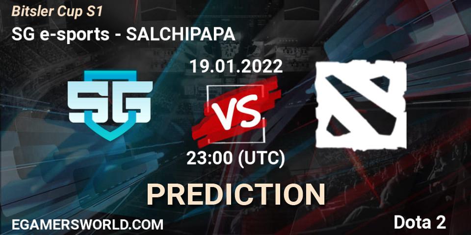 Pronósticos SG e-sports - SALCHIPAPA. 20.01.2022 at 00:06. Bitsler Cup S1 - Dota 2