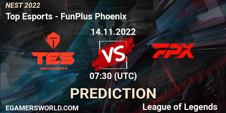 Pronósticos Top Esports - FunPlus Phoenix. 14.11.22. NEST 2022 - LoL