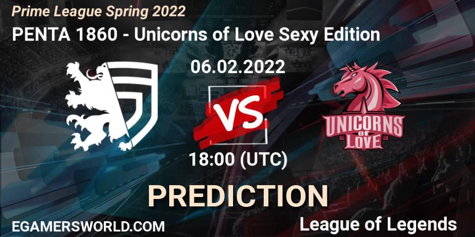 Pronósticos PENTA 1860 - Unicorns of Love Sexy Edition. 06.02.2022 at 17:00. Prime League Spring 2022 - LoL