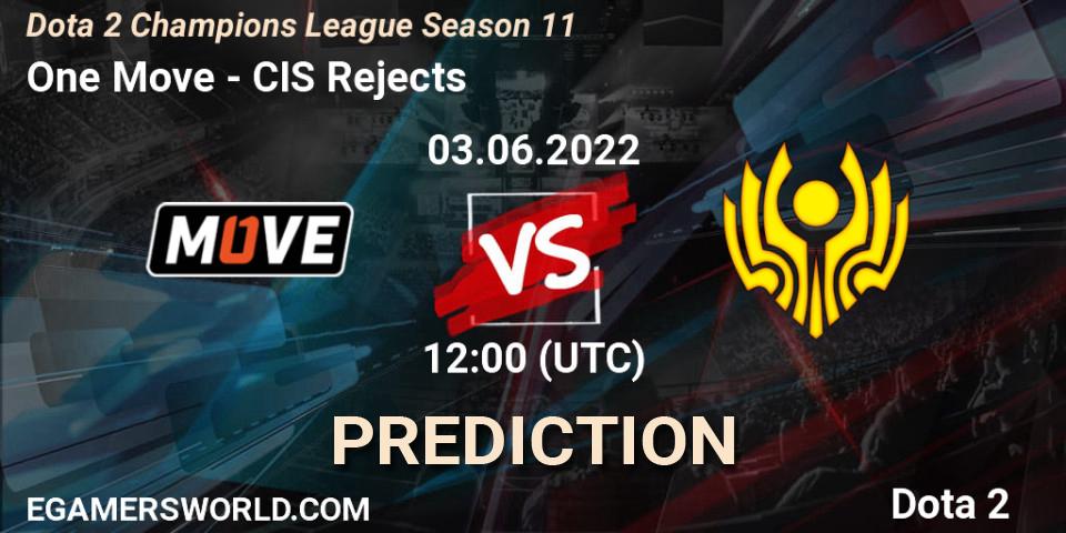 Pronósticos One Move - CIS Rejects. 03.06.2022 at 12:00. Dota 2 Champions League Season 11 - Dota 2