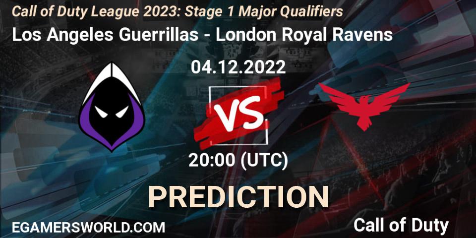 Pronósticos Los Angeles Guerrillas - London Royal Ravens. 04.12.2022 at 20:00. Call of Duty League 2023: Stage 1 Major Qualifiers - Call of Duty