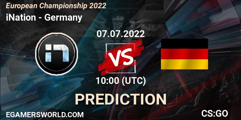 Pronósticos iNation - Germany. 07.07.2022 at 11:20. European Championship 2022 - Counter-Strike (CS2)