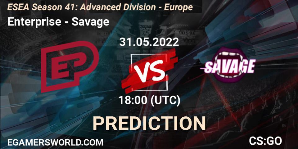 Pronósticos Enterprise - Savage. 31.05.2022 at 18:00. ESEA Season 41: Advanced Division - Europe - Counter-Strike (CS2)