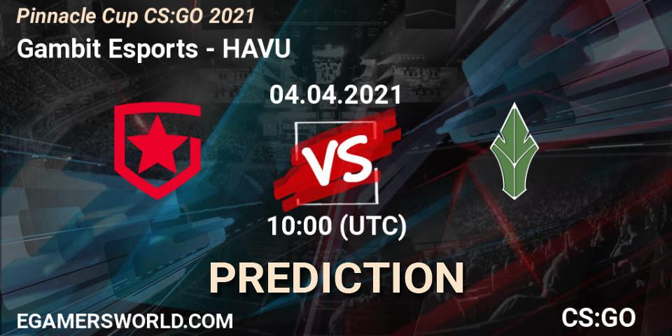 Pronósticos Gambit Esports - HAVU. 04.04.2021 at 10:00. Pinnacle Cup #1 - Counter-Strike (CS2)