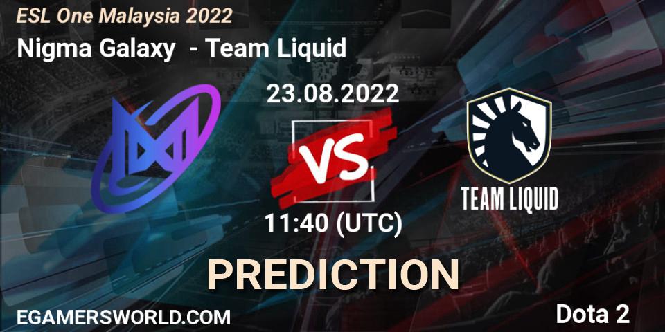 Pronósticos Nigma Galaxy - Team Liquid. 23.08.2022 at 11:42. ESL One Malaysia 2022 - Dota 2