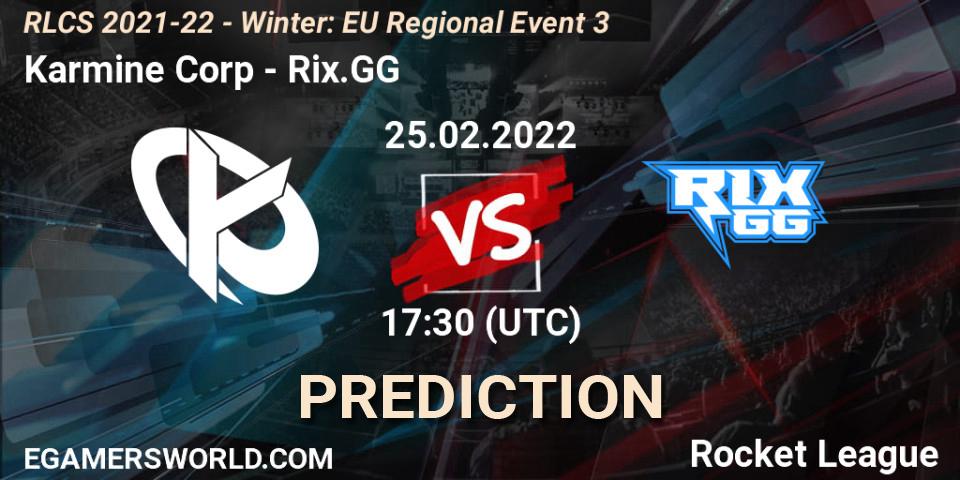 Pronósticos Karmine Corp - Rix.GG. 25.02.2022 at 17:30. RLCS 2021-22 - Winter: EU Regional Event 3 - Rocket League