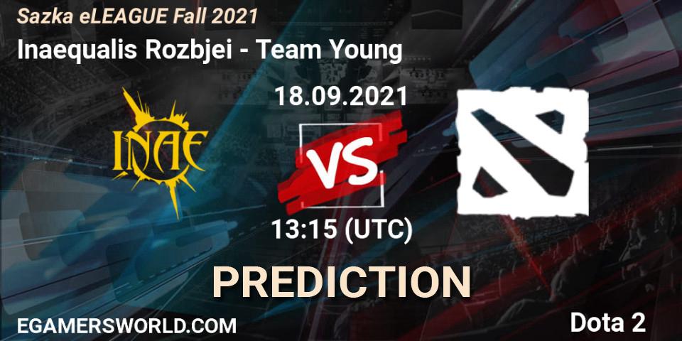 Pronósticos Inaequalis Rozbíječi - Team Young. 18.09.2021 at 13:30. Sazka eLEAGUE Fall 2021 - Dota 2