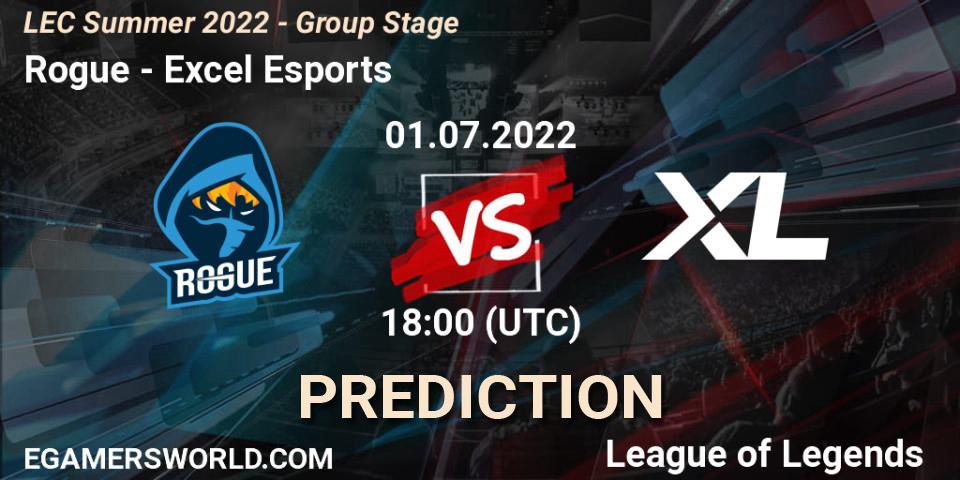 Pronósticos Rogue - Excel Esports. 01.07.22. LEC Summer 2022 - Group Stage - LoL