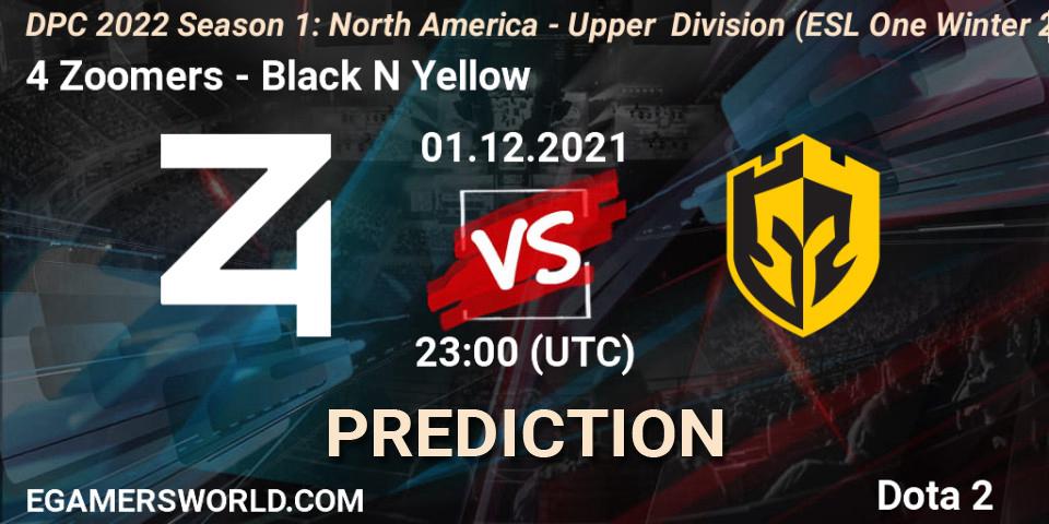 Pronósticos 4 Zoomers - Black N Yellow. 01.12.2021 at 23:17. DPC 2022 Season 1: North America - Upper Division (ESL One Winter 2021) - Dota 2