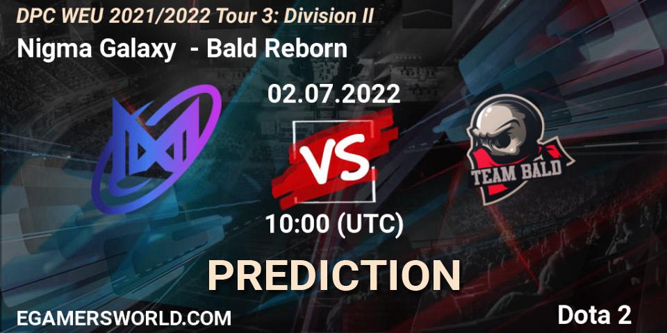 Pronósticos Nigma Galaxy - Bald Reborn. 02.07.2022 at 09:55. DPC WEU 2021/2022 Tour 3: Division II - Dota 2