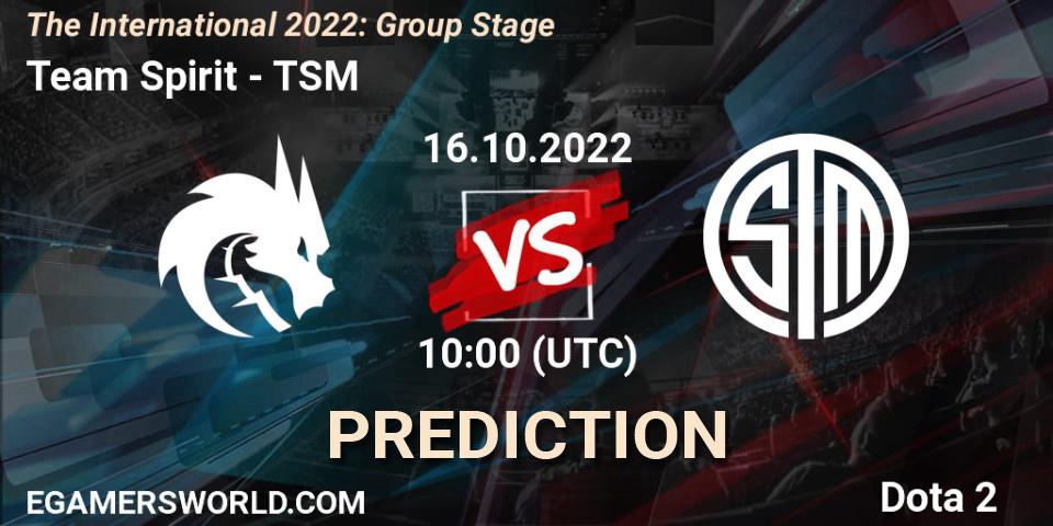 Pronósticos Team Spirit - TSM. 16.10.22. The International 2022: Group Stage - Dota 2