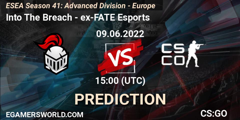 Pronósticos Into The Breach - ex-FATE Esports. 09.06.2022 at 15:00. ESEA Season 41: Advanced Division - Europe - Counter-Strike (CS2)