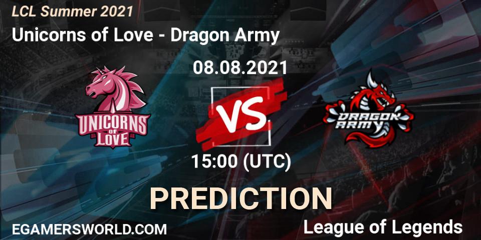Pronósticos Unicorns of Love - Dragon Army. 08.08.21. LCL Summer 2021 - LoL